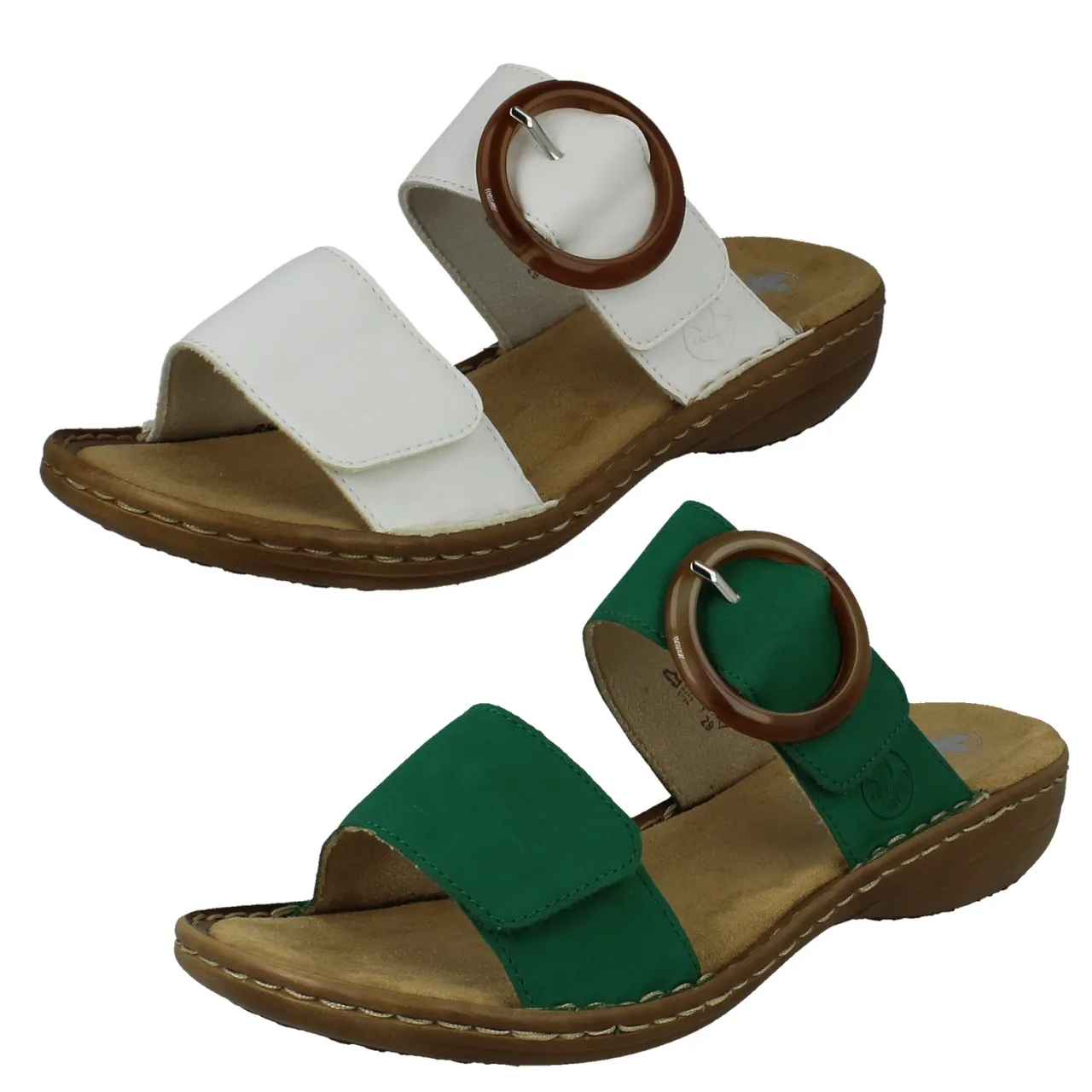 Ladies Rieker Slip On Adjustable Strap Summer Mules 60894