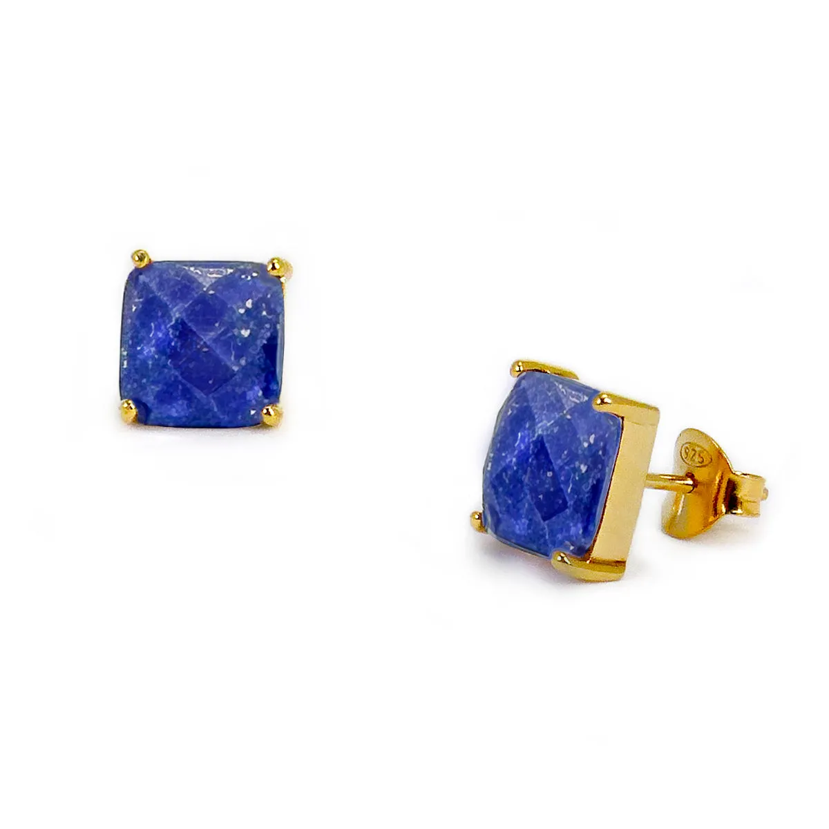 Lapis Cushion Cut Studs