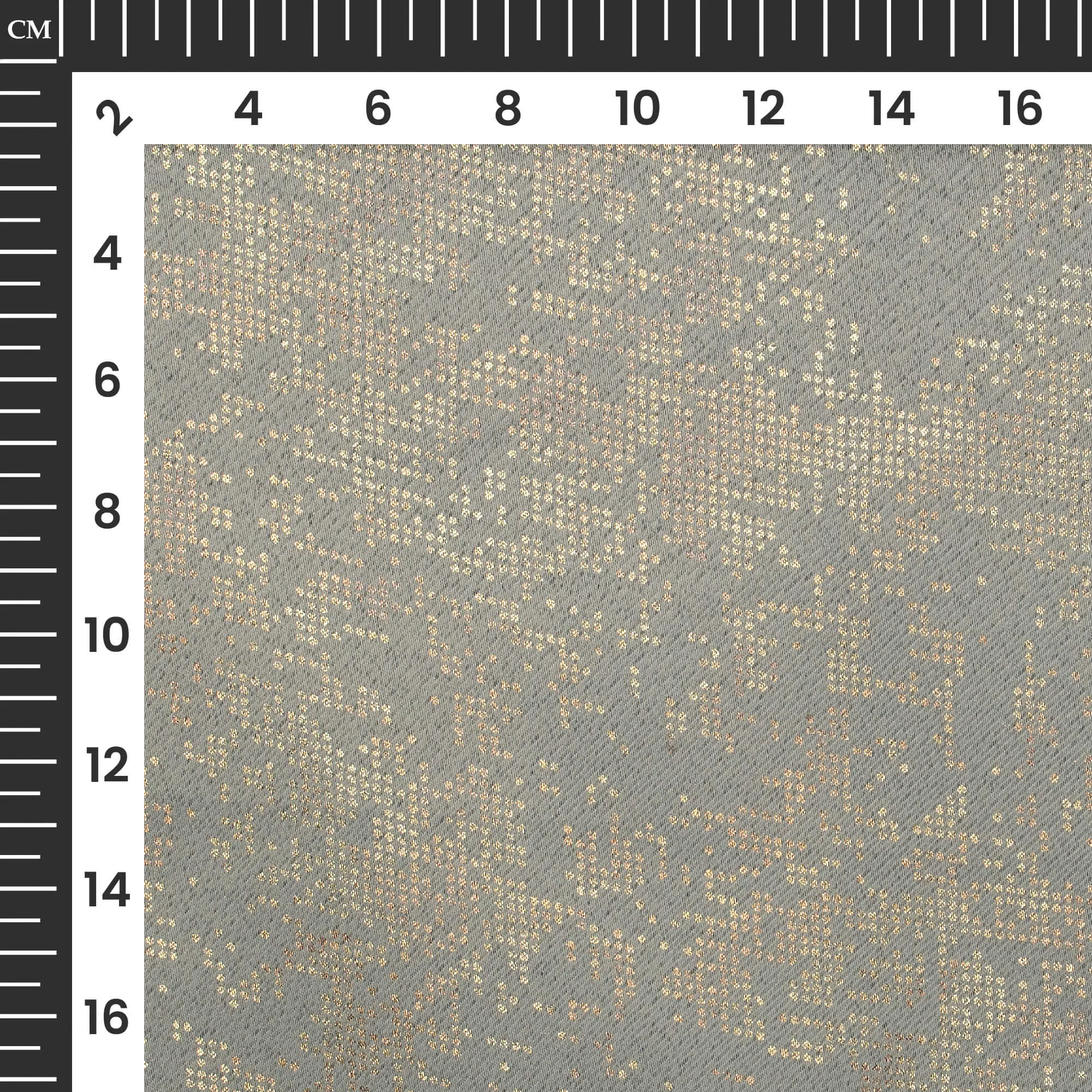 Lead Grey Golden Dots Geometric Pattern Premium Curtain Fabric (Width 54 Inches)