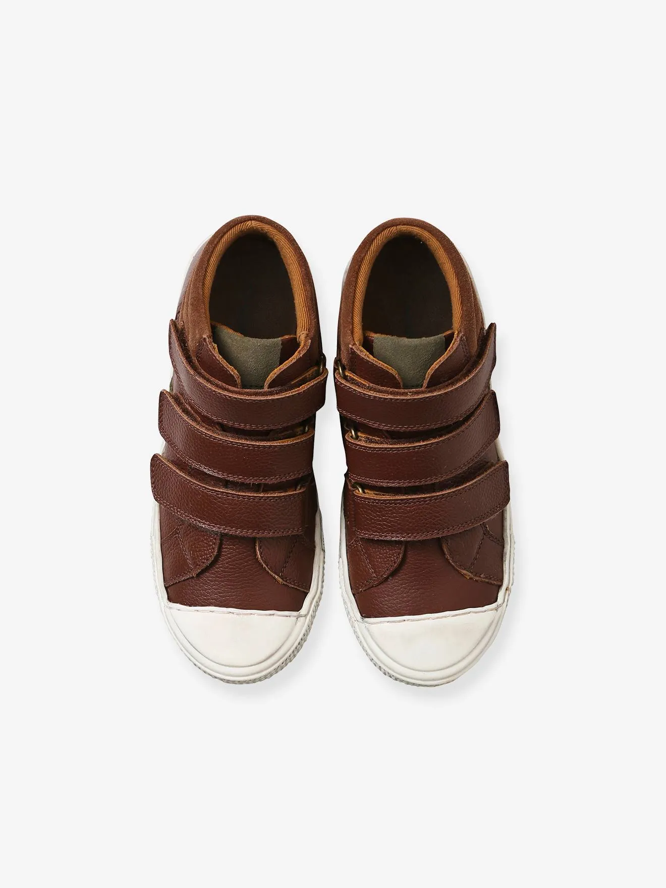 Leather High-Top Trainers for Boys - brown dark solid