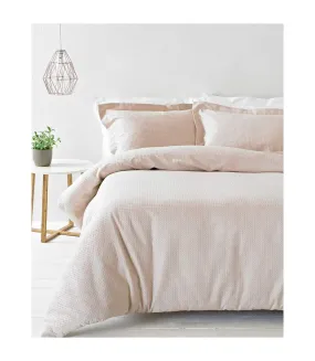 Linen yard waffle duvet cover set blush The Linen Yard