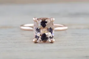 Liz Morganite Ring 14k Gold 10x8mm Cushion Cut