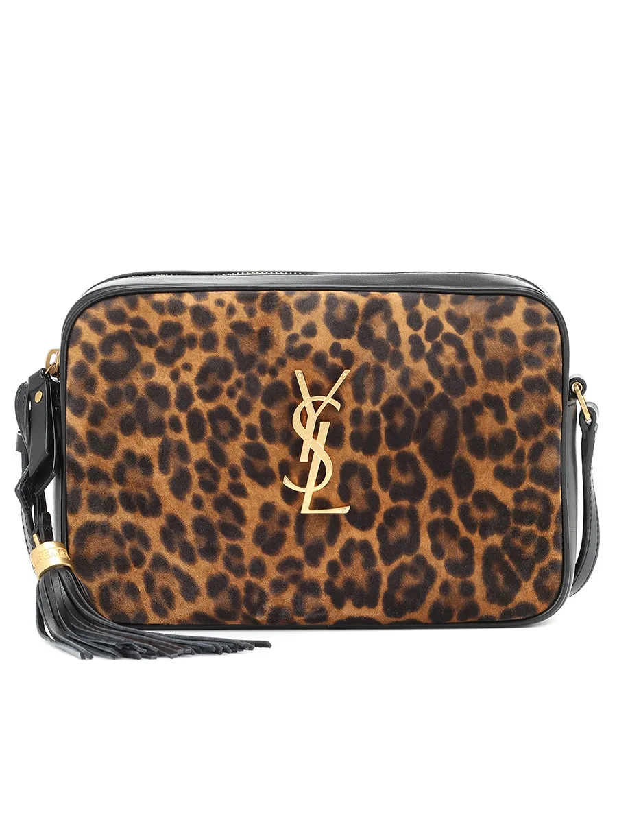 Lou Camera Bag in Leopard-print and Smooth Leather