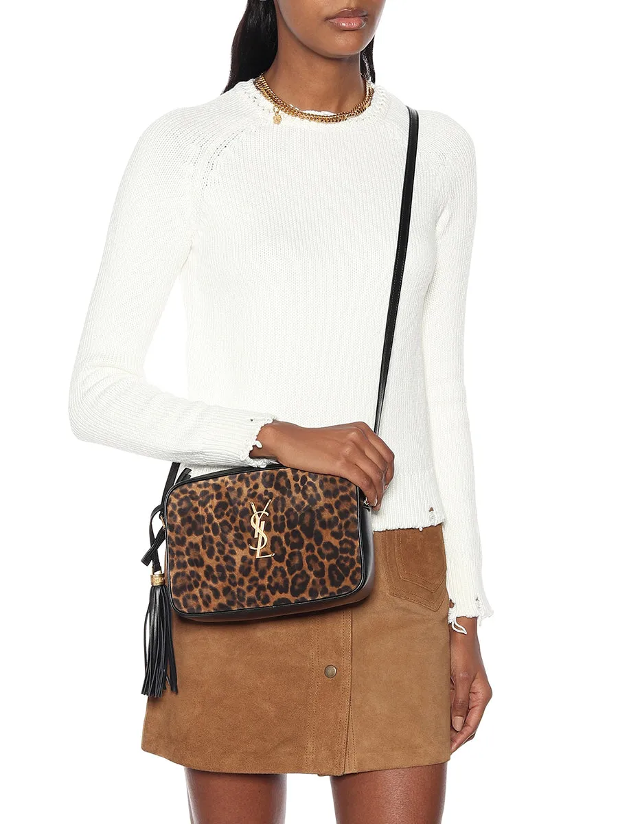 Lou Camera Bag in Leopard-print and Smooth Leather