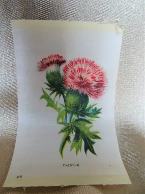 LOVELY Antique Printed Silk Flowers, Thistle Flowers,Floral Silks, Antique Quilt Silks, Craft Silks,For Fine Sewing Quilting Pro