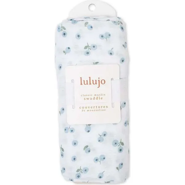 Lulujo Muslin Swaddle Blanket, Blueberries