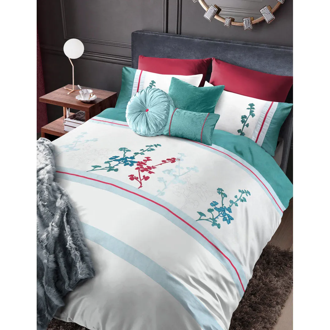 Luxury Branches Duck Egg Duvet Cover & Pillowcase Set