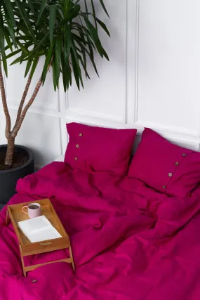 Magenta Linen Duvet Cover Set