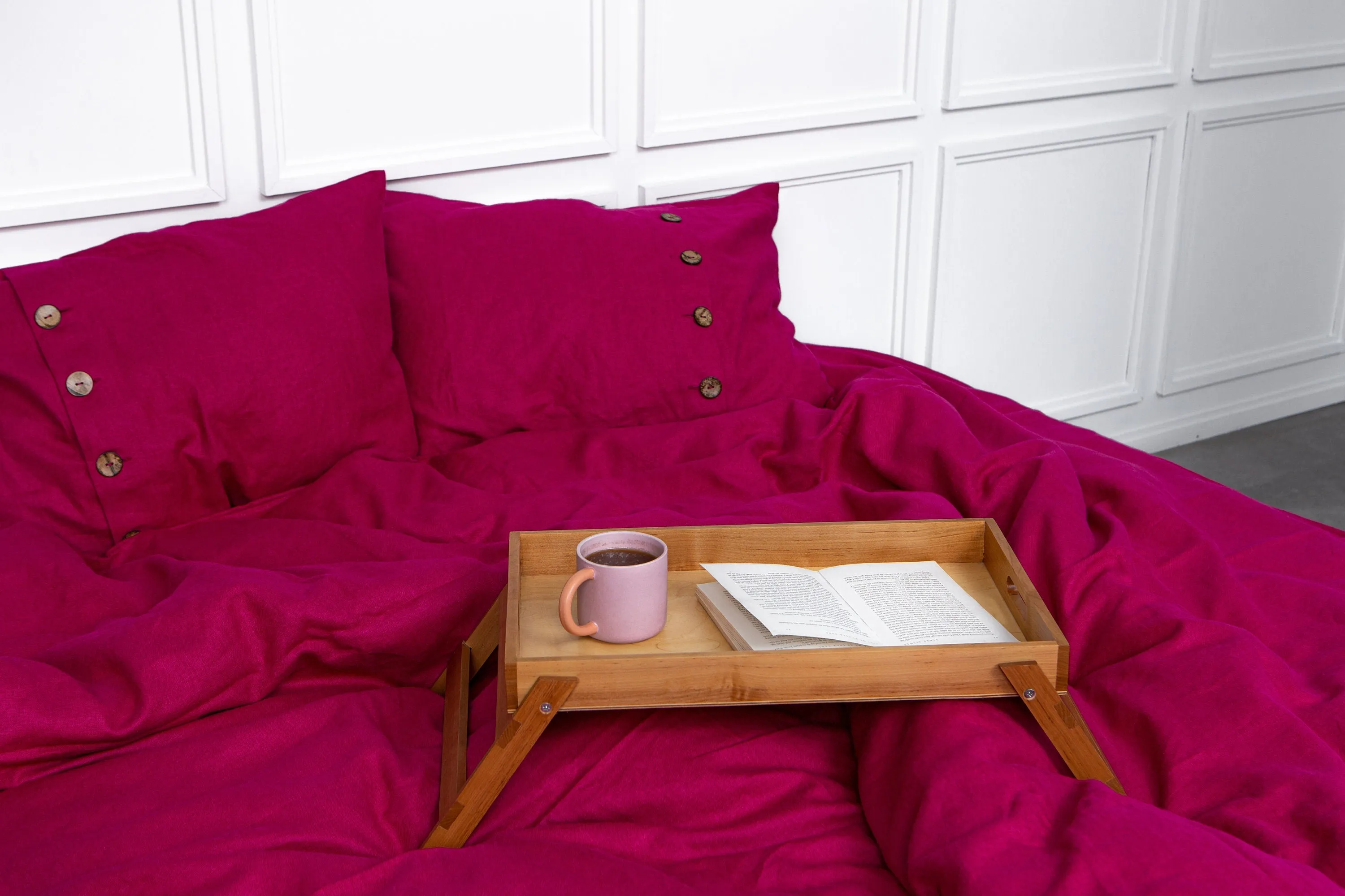 Magenta Linen Duvet Cover Set