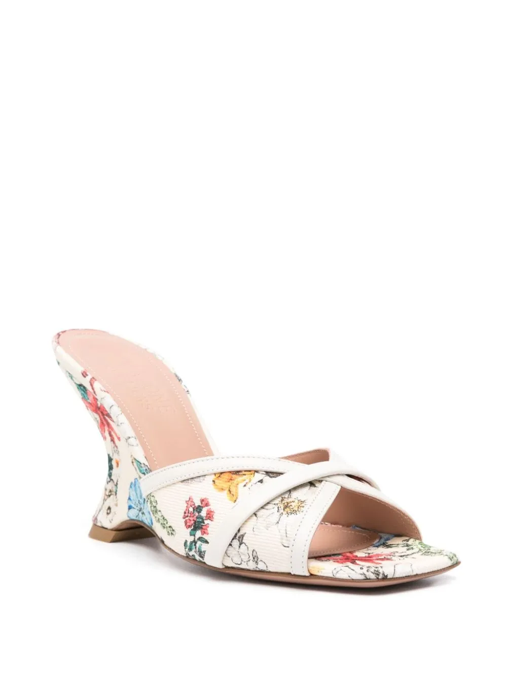 Malone Souliers    Malone Souliers Perla Wedge 85 Printed Canvas Mules