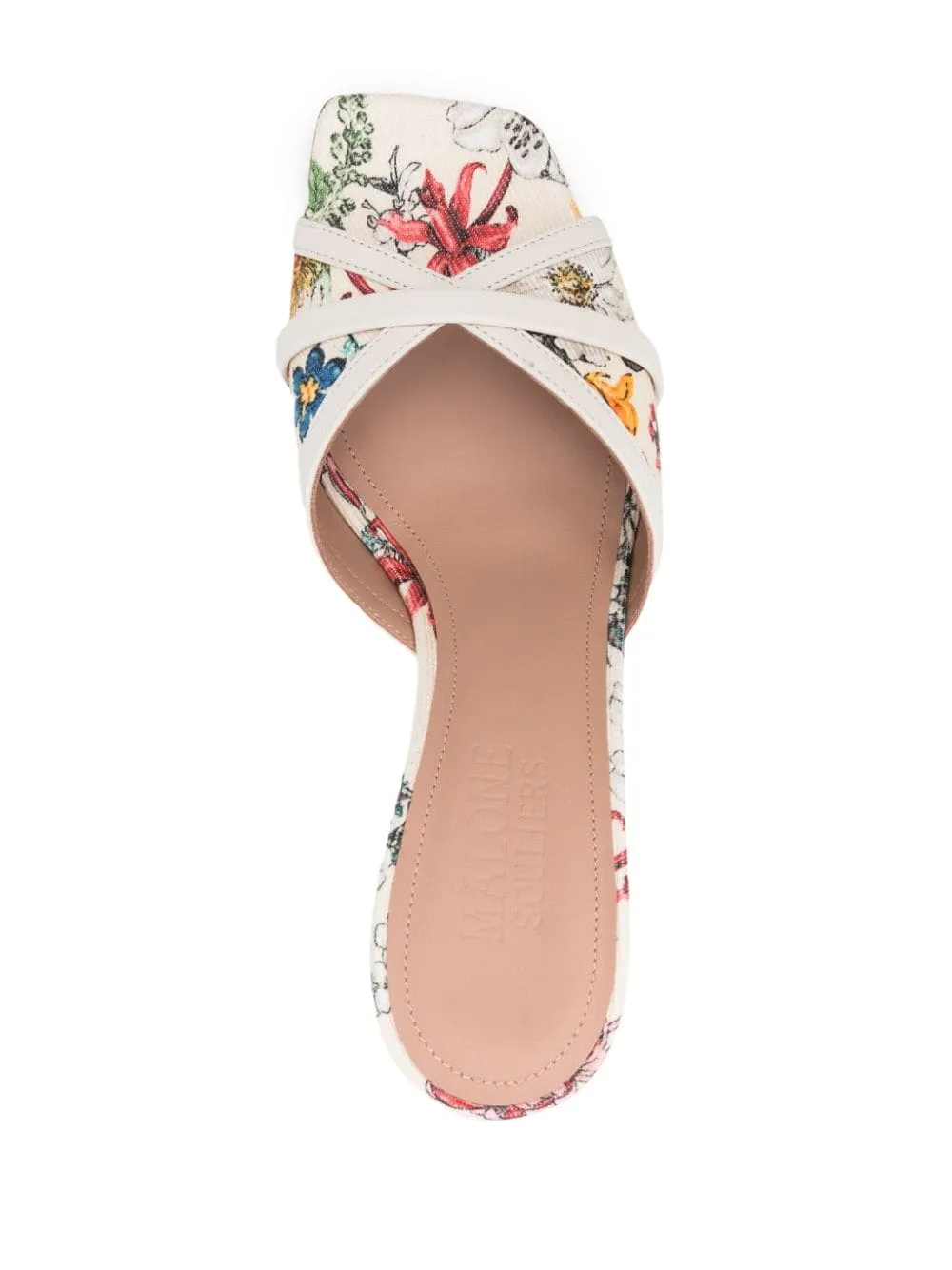 Malone Souliers    Malone Souliers Perla Wedge 85 Printed Canvas Mules