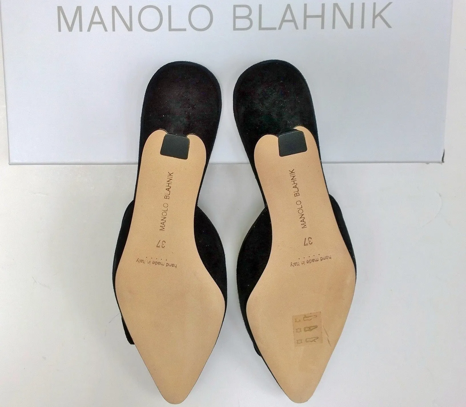 Manolo Blahnik Maysale 50 Black Suede Square Buckle Mules New Heels