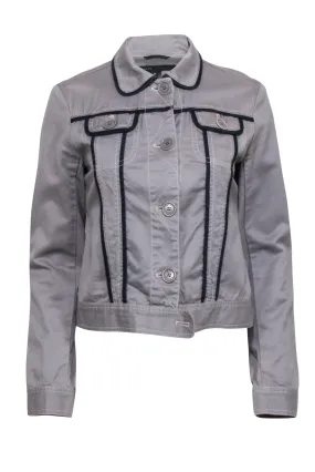 Marc Jacobs - Grey w/ Navy Trim Button Front Jacket Sz M