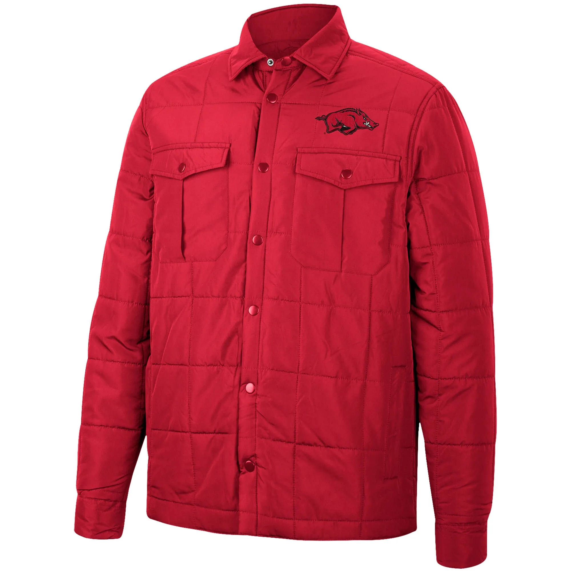 Men's Colosseum Cardinal Arkansas Razorbacks Detonate Quilted Full-Snap Jacket