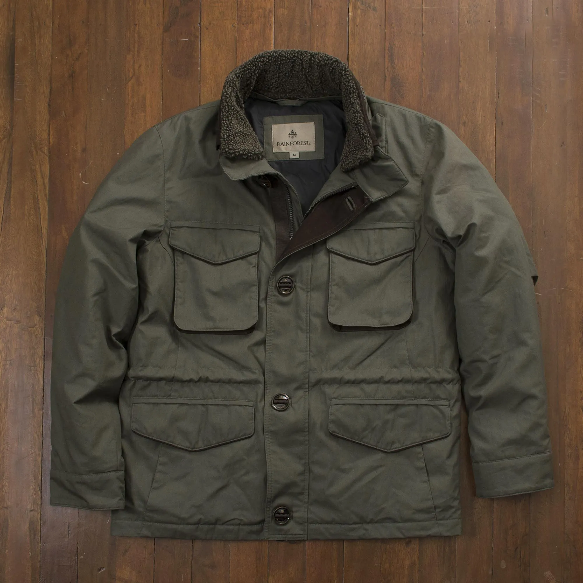 Men's M-65 Faux Shearling Collar Jacket in Olive, 