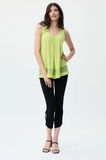 Mesh Detail Sleeveless Top - Exotic Lime - 231125-3974