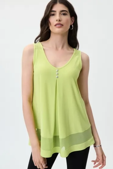 Mesh Detail Sleeveless Top - Exotic Lime - 231125-3974