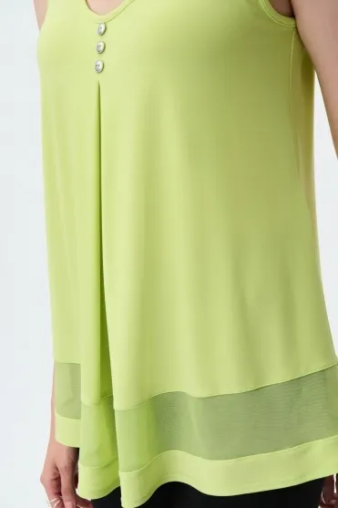 Mesh Detail Sleeveless Top - Exotic Lime - 231125-3974