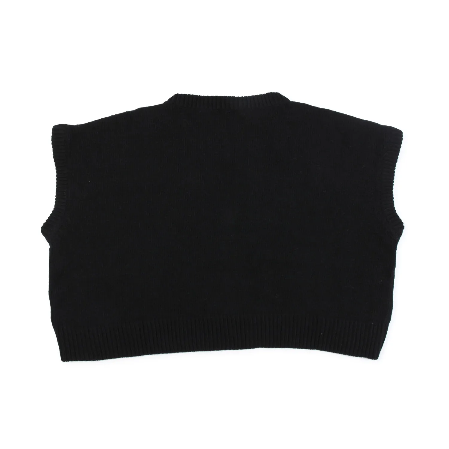 Monnalisa Black And Gold Cropped Wool Vest