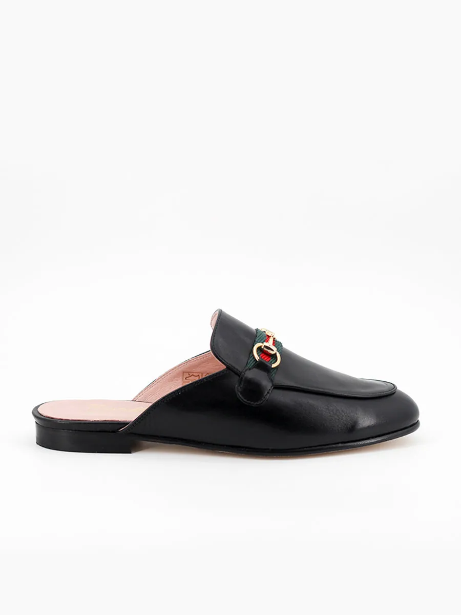 Mules Saint Tropez cinta coy negro