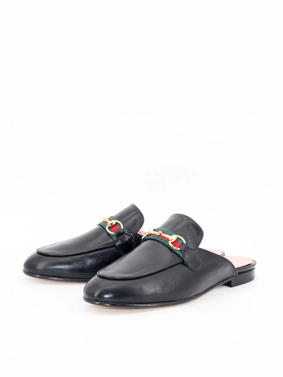 Mules Saint Tropez cinta coy negro