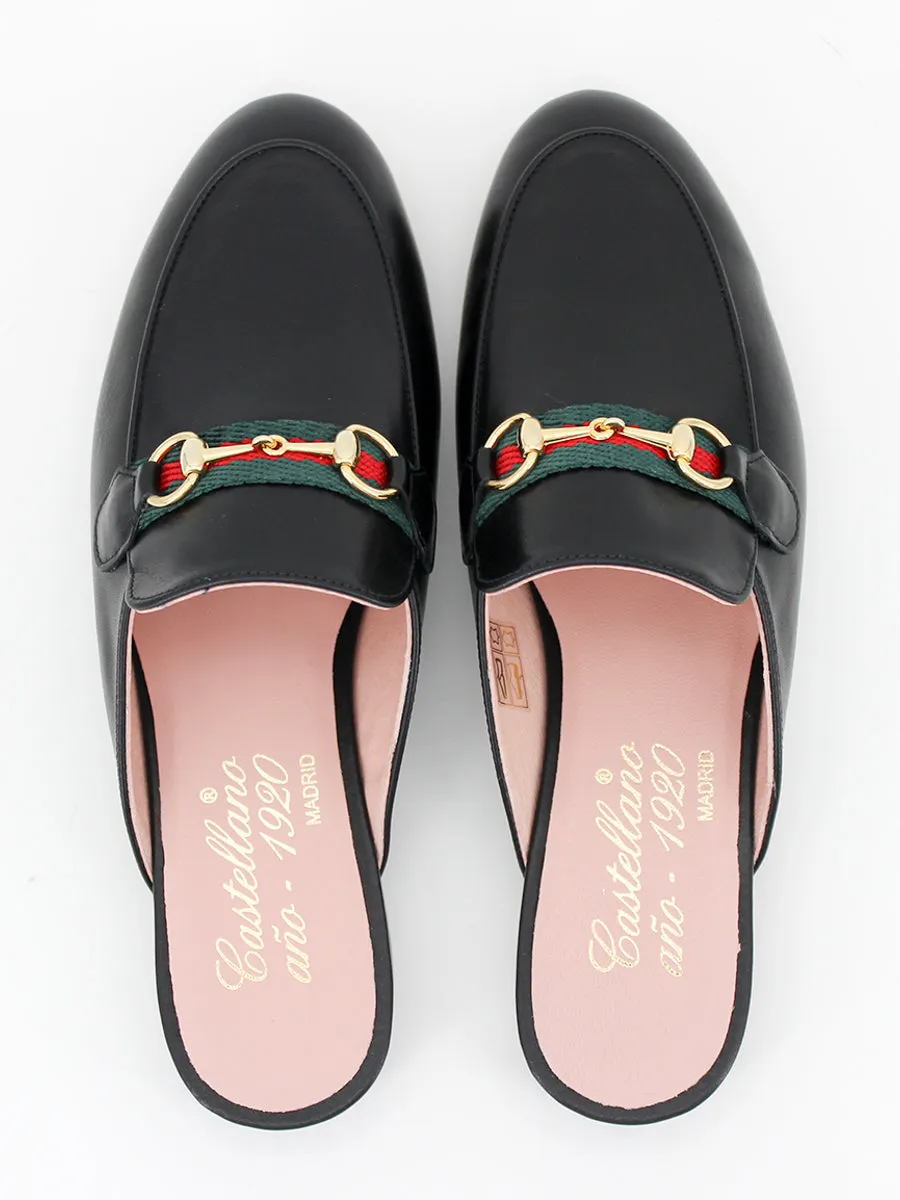 Mules Saint Tropez cinta coy negro