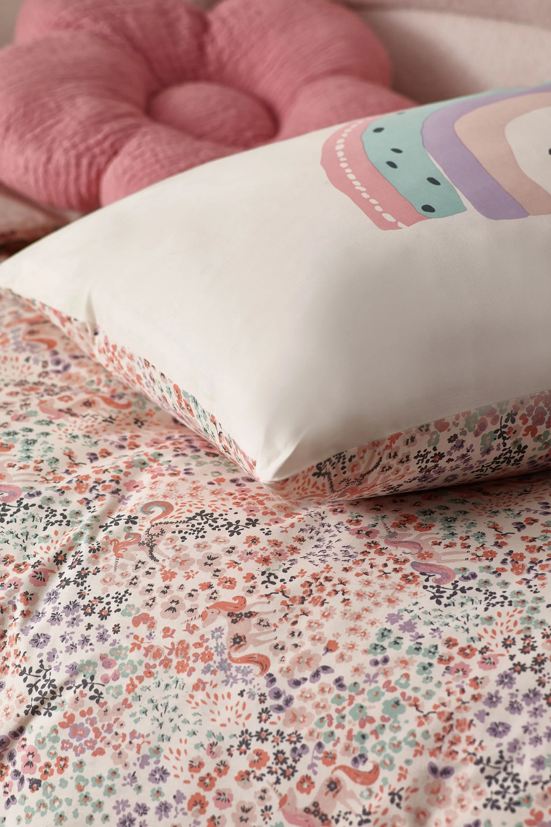 Natural Scandi Unicorn 100% Cotton Duvet Cover And Pillowcase Set