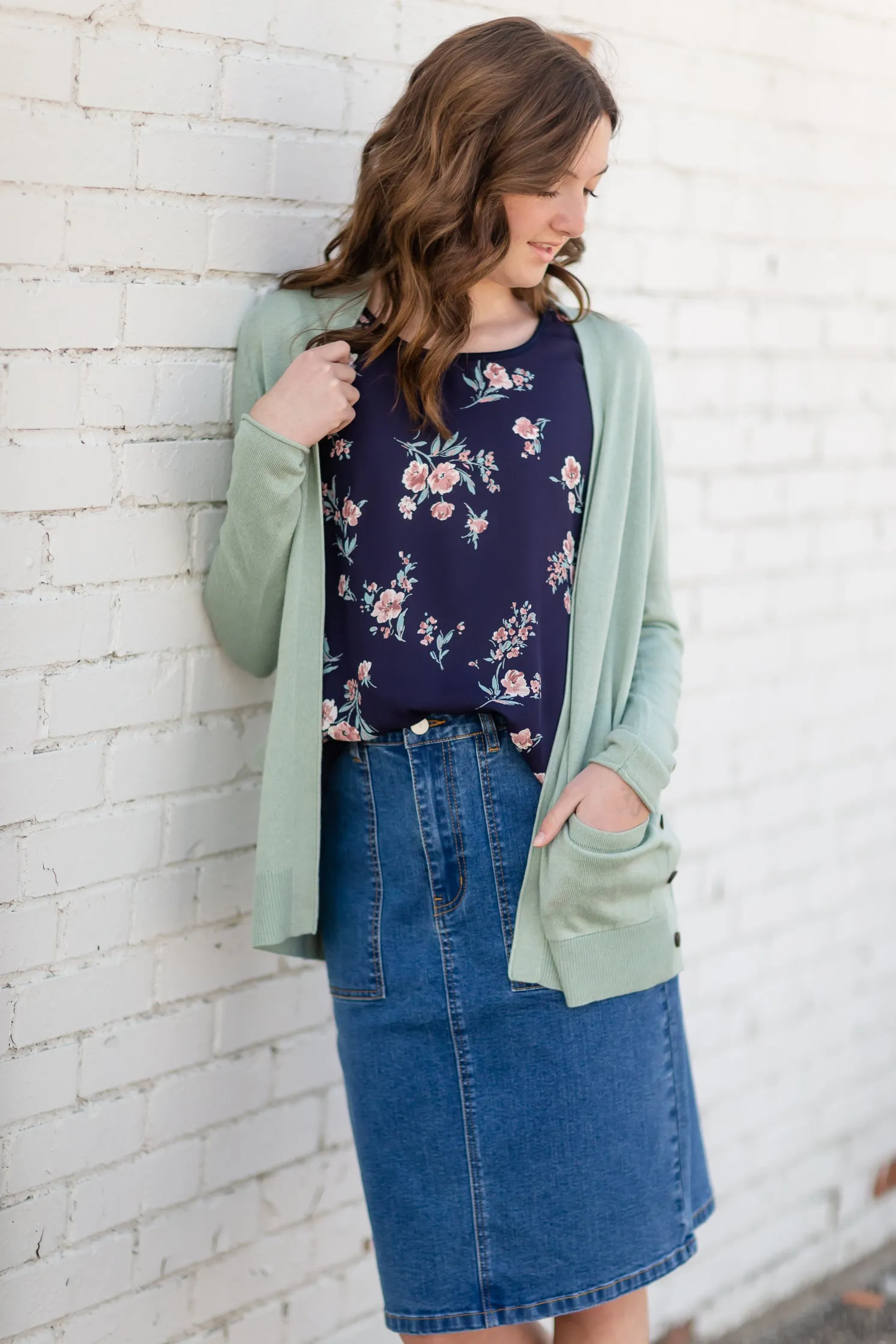 Navy Sleeveless Floral Tank Top