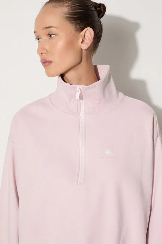 New Balance cotton sweatshirt women's pink color