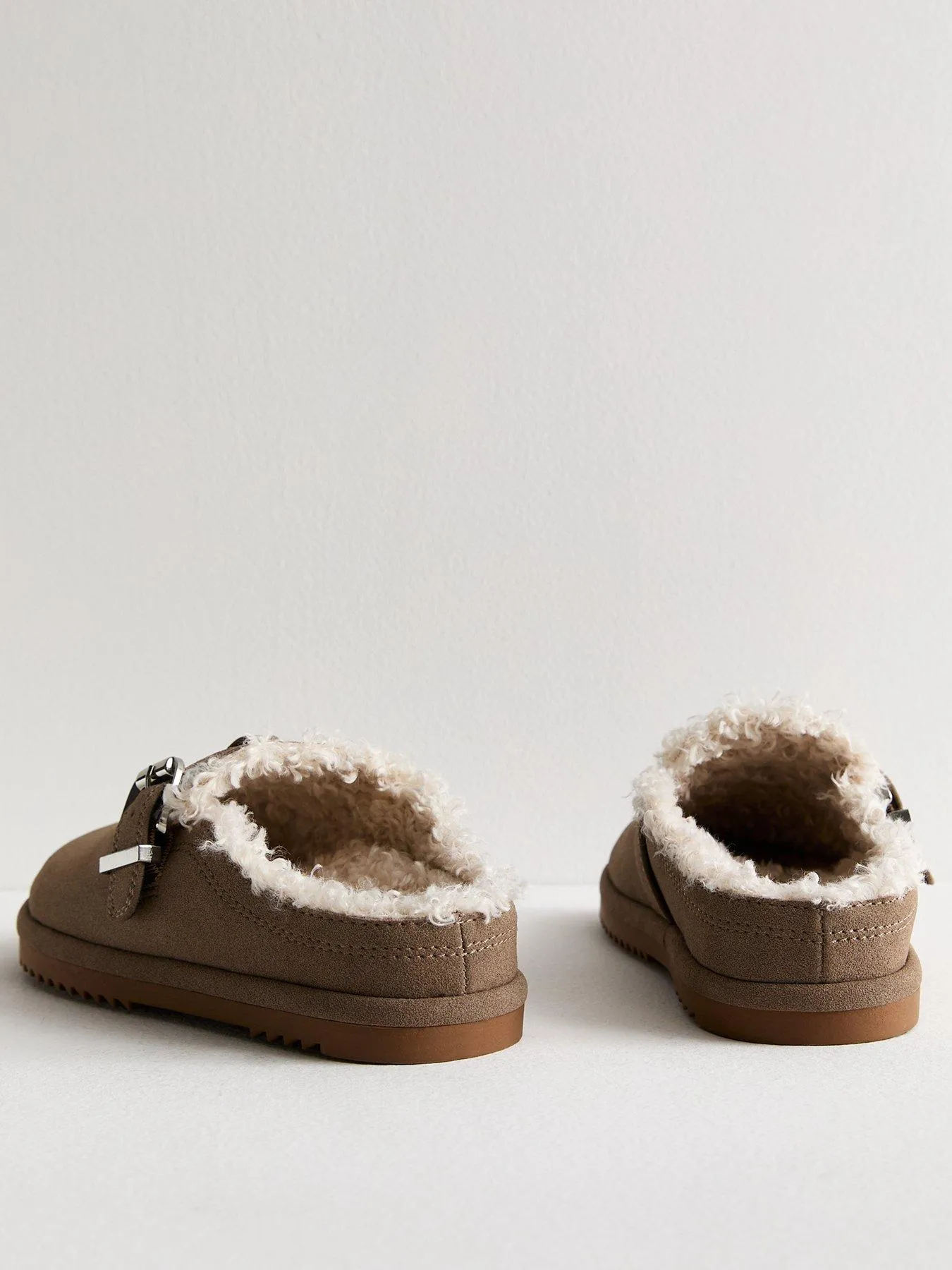 New Look Light Brown Suedette Faux Fur Mules