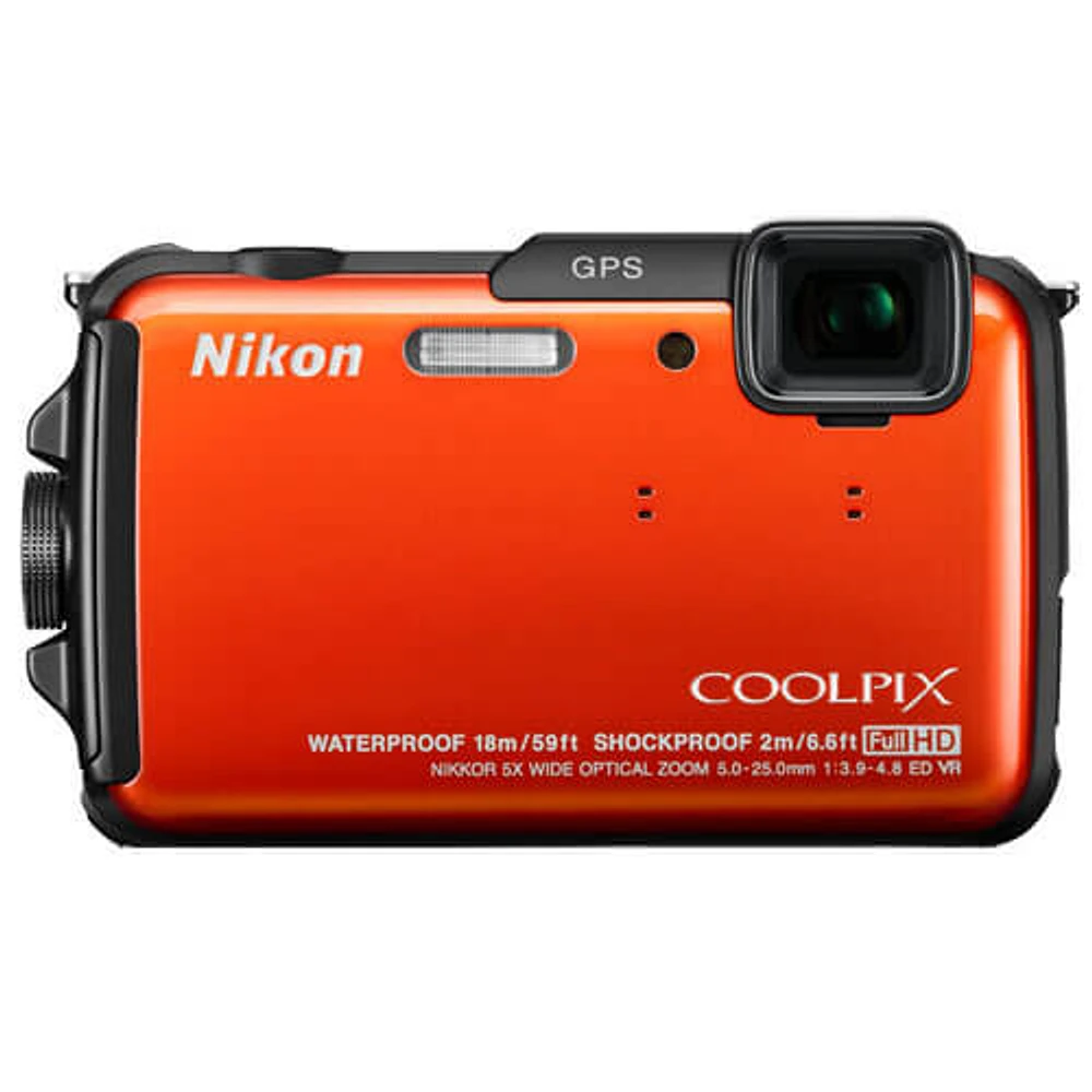 Nikon AW110OR COOLPIX 16 Megapixel Digital Camera (Orange) - OPEN BOX | Electronic Express