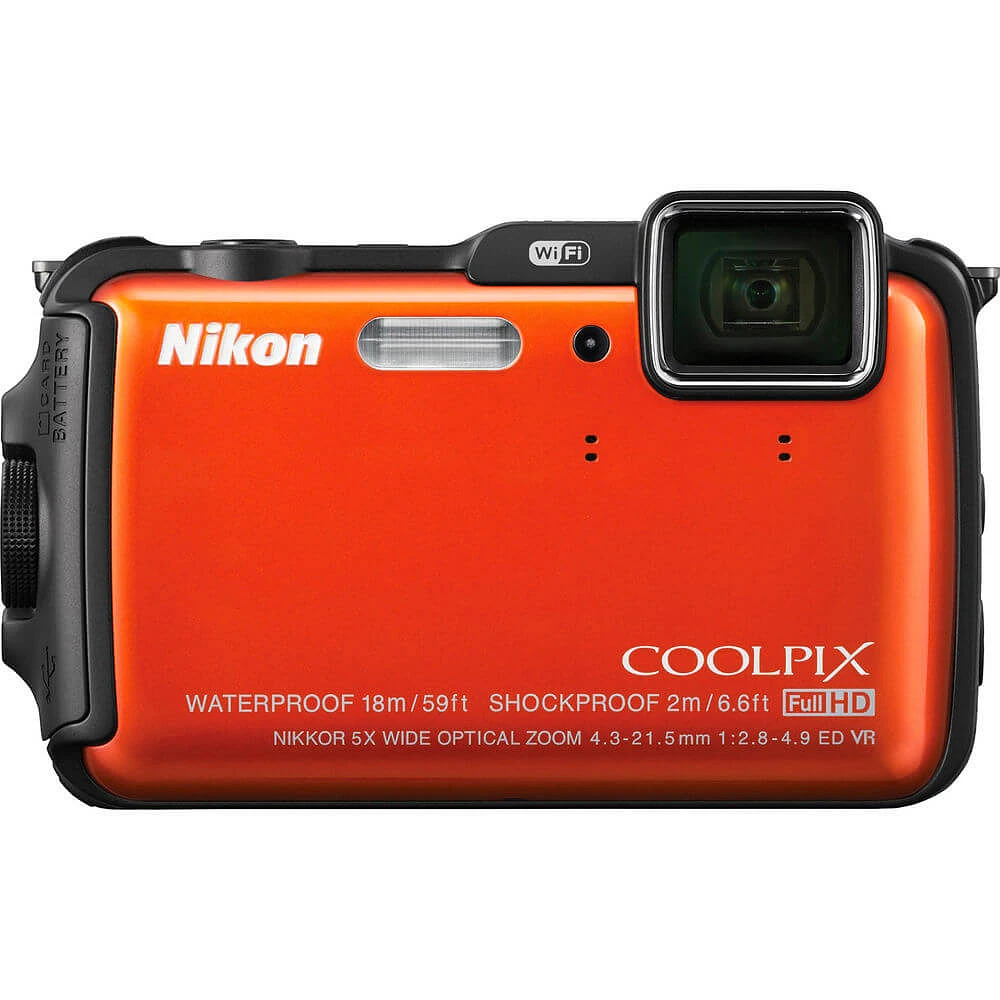 Nikon AW120OR COOLPIX AW120 16MP 5x Zoom Waterproof Orange Digital Camera - OPEN BOX | Electronic Express