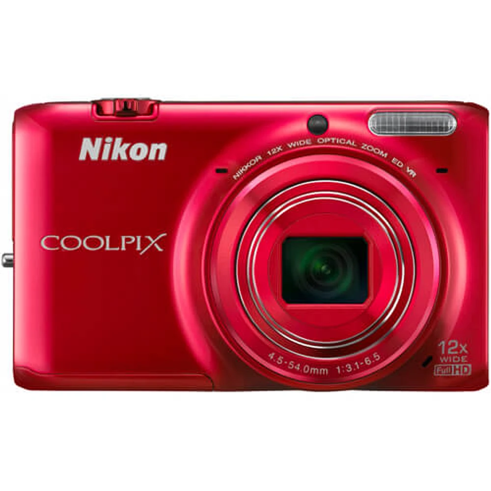 Nikon S6500RD COOLPIX 16.0 Megapixel Digital Camera (Red) OPEN BOX | Electronic Express