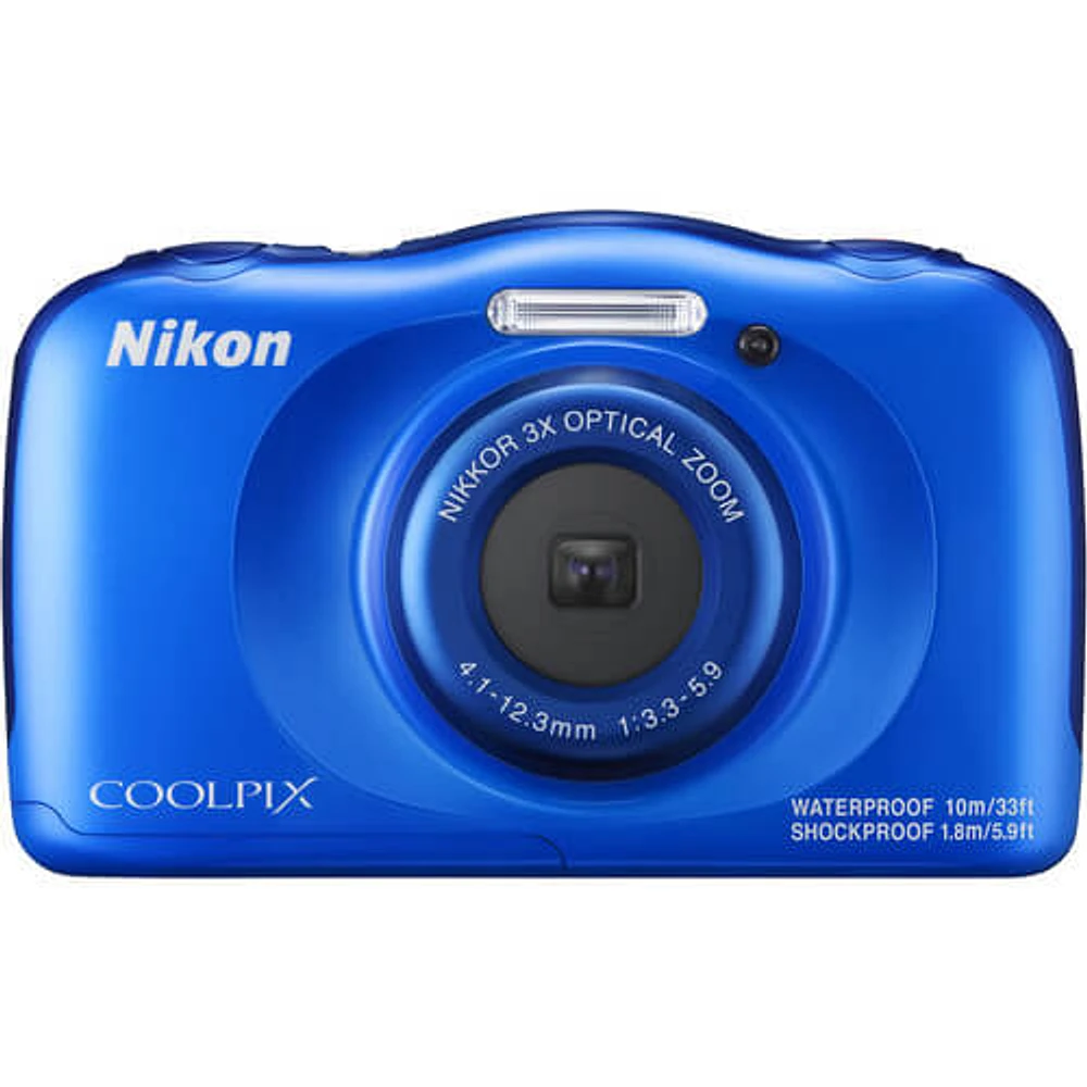 Nikon W100BL-OBX COOLPIX 13.2MP Compact Digital Camera - Blue | Electronic Express