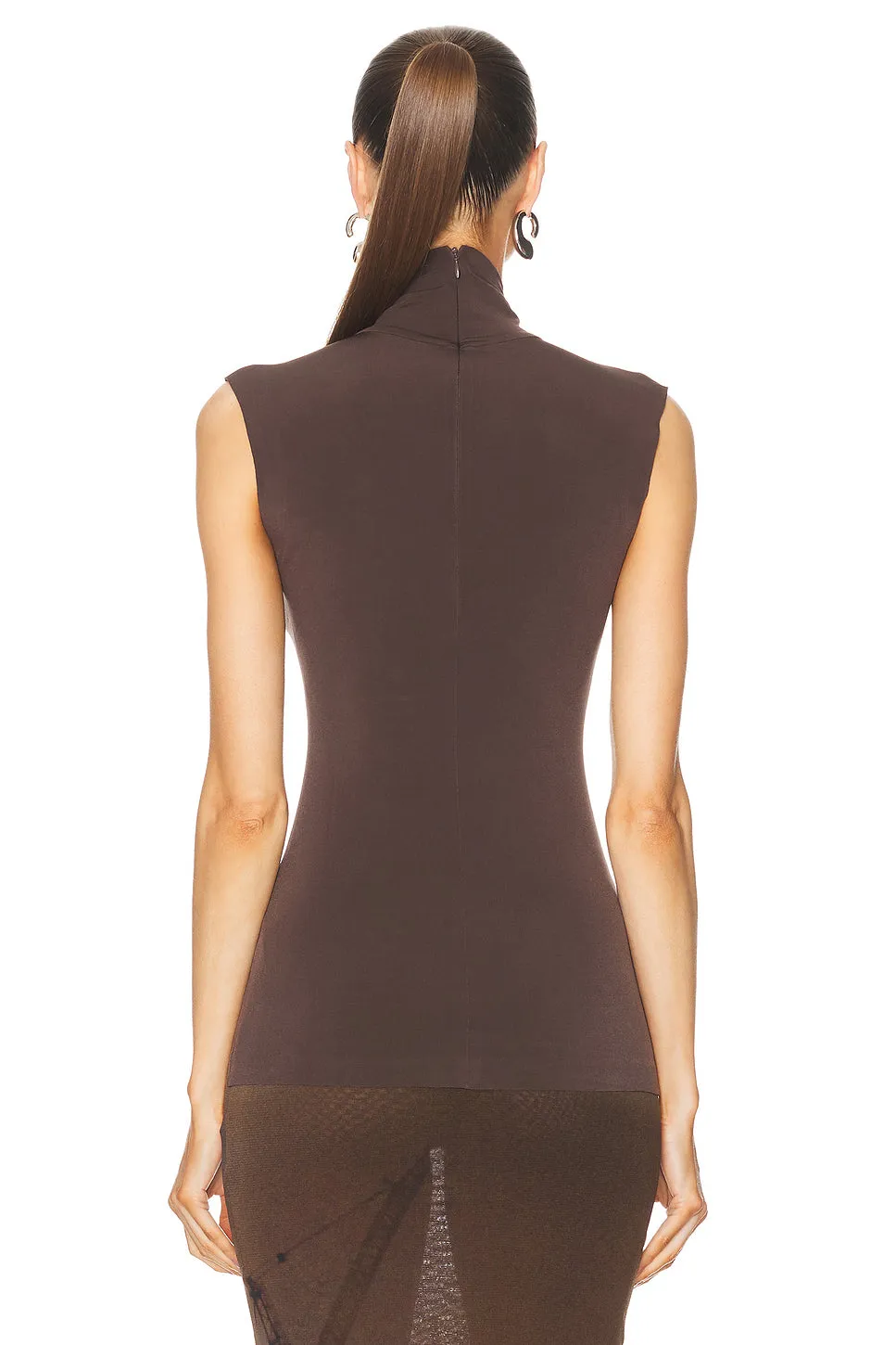 Norma Kamali Slim Fit Sleeveless Turtle Top