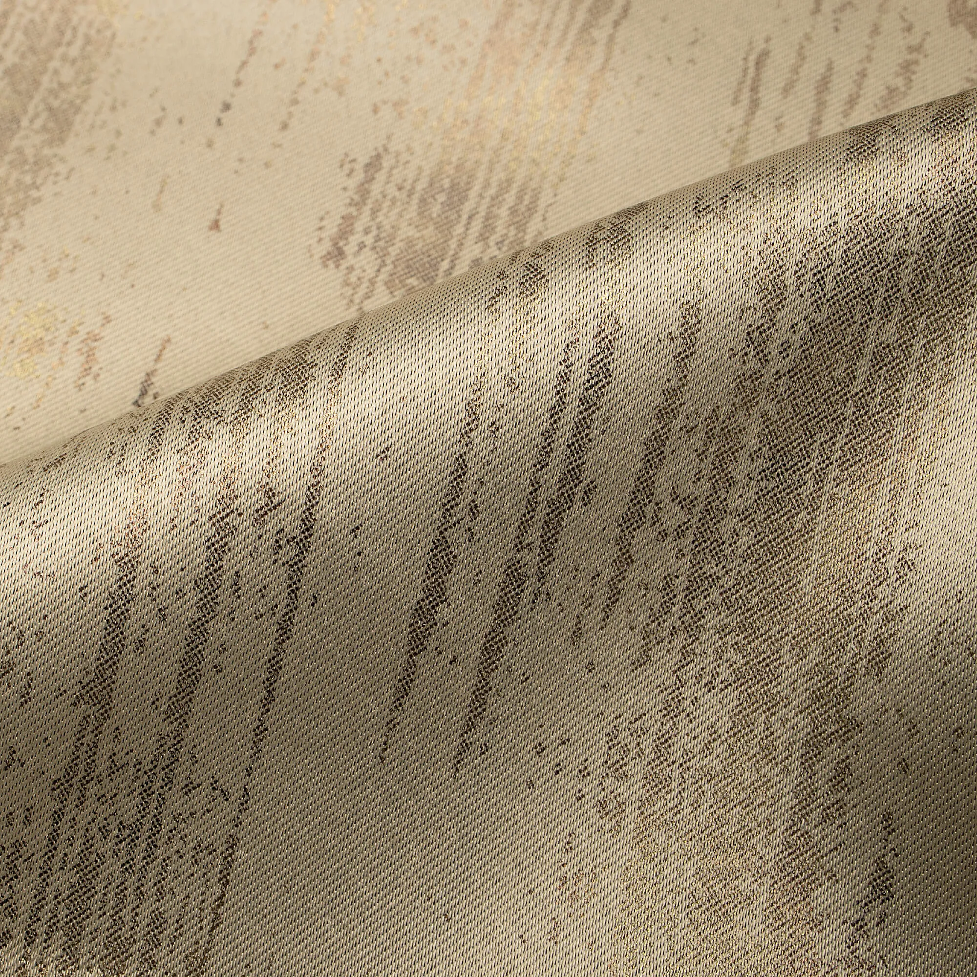 Oat Beige Texture Pattern Golden Foil Premium Curtain Fabric (Width 54 Inches)