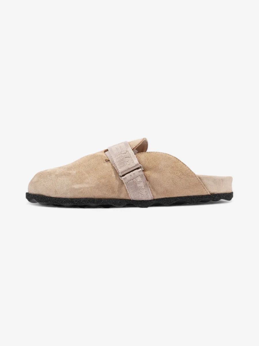 Off White Buckled Round-toe Mules Beige / Black Suede EU 37 UK 4