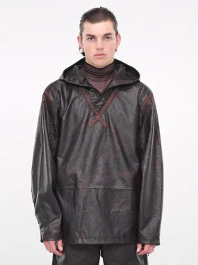 Oversized Leather Hoodie (T06-DB-DARK-BROWN)