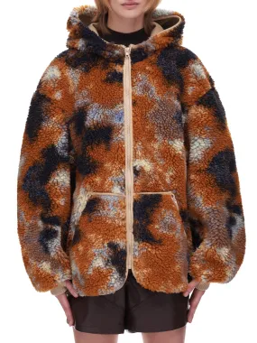 Oversized Zip up Fleece Hoodie (R13WR070-R104A-RUST-CAMO)