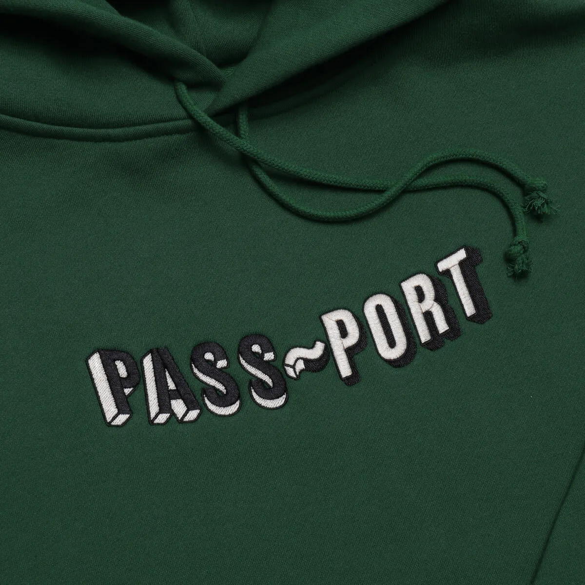 PASS~PORT SKATEBOARDS SUNKEN LOGO EMBRODIERY HOODIE FOREST GREEN