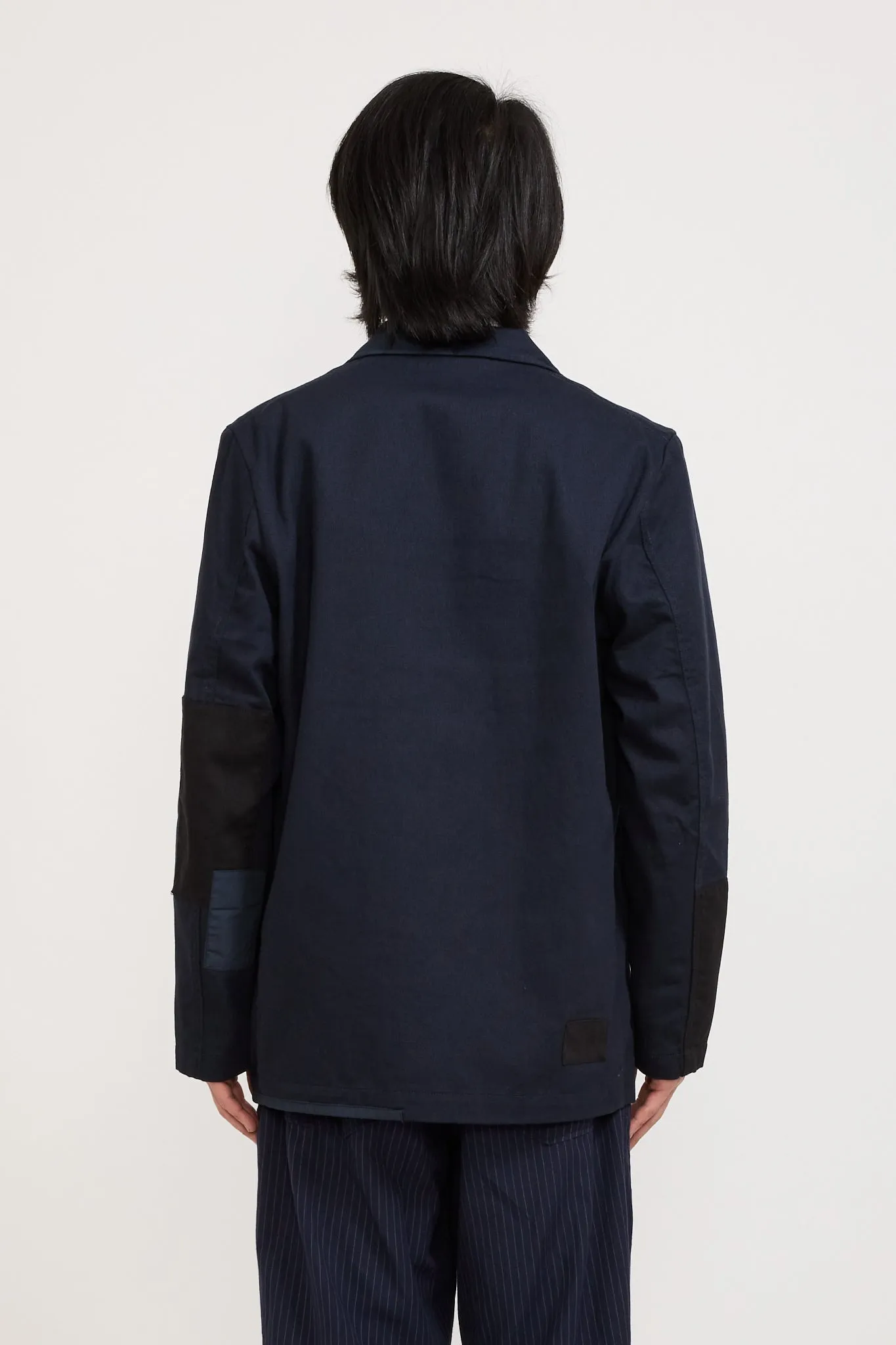 Patched Three Button Jacket Works Twill Mix Navy Mix