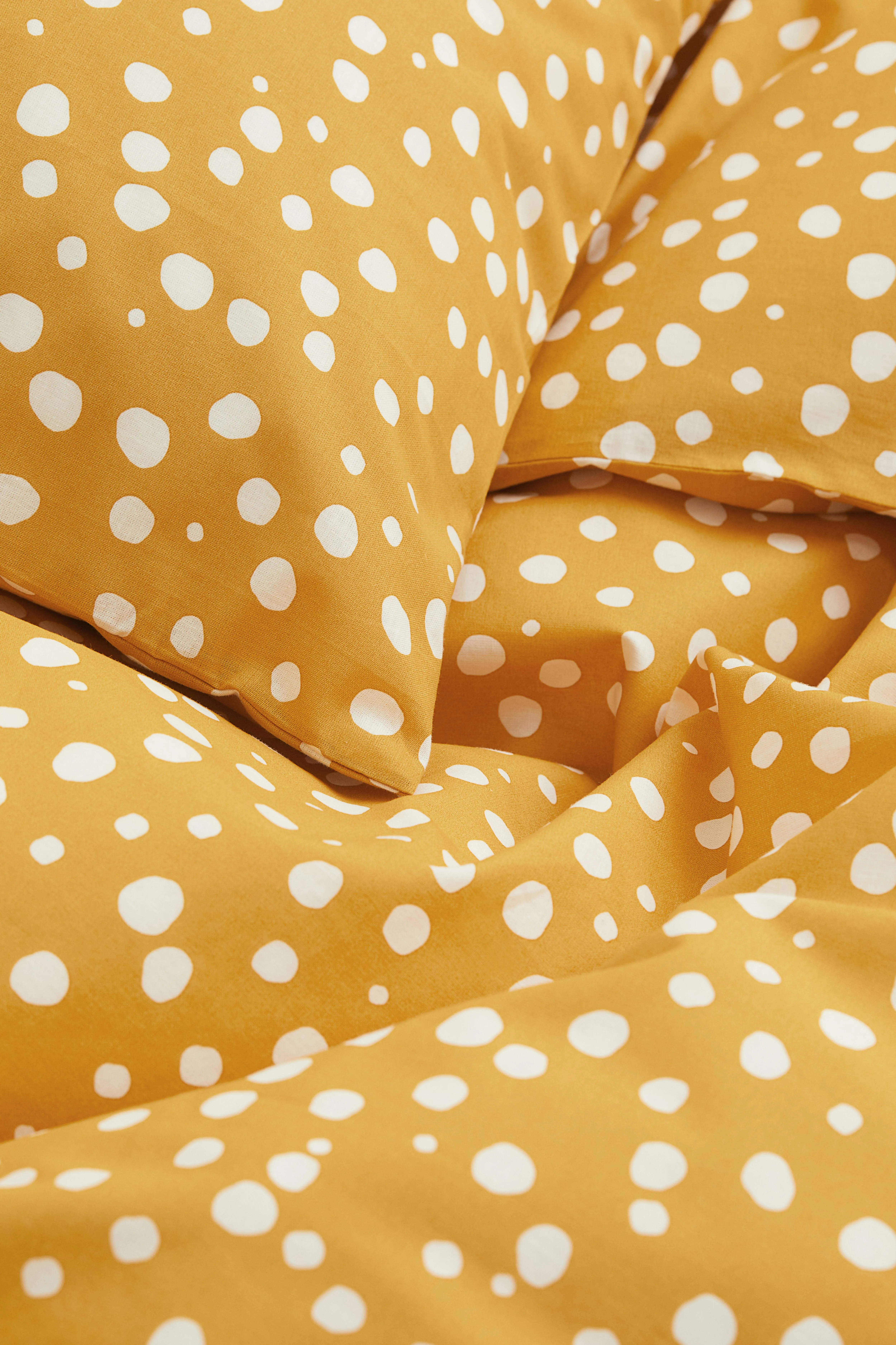 Patterned single duvet cover set - Yellow/Spotted - Home All | H&M GB