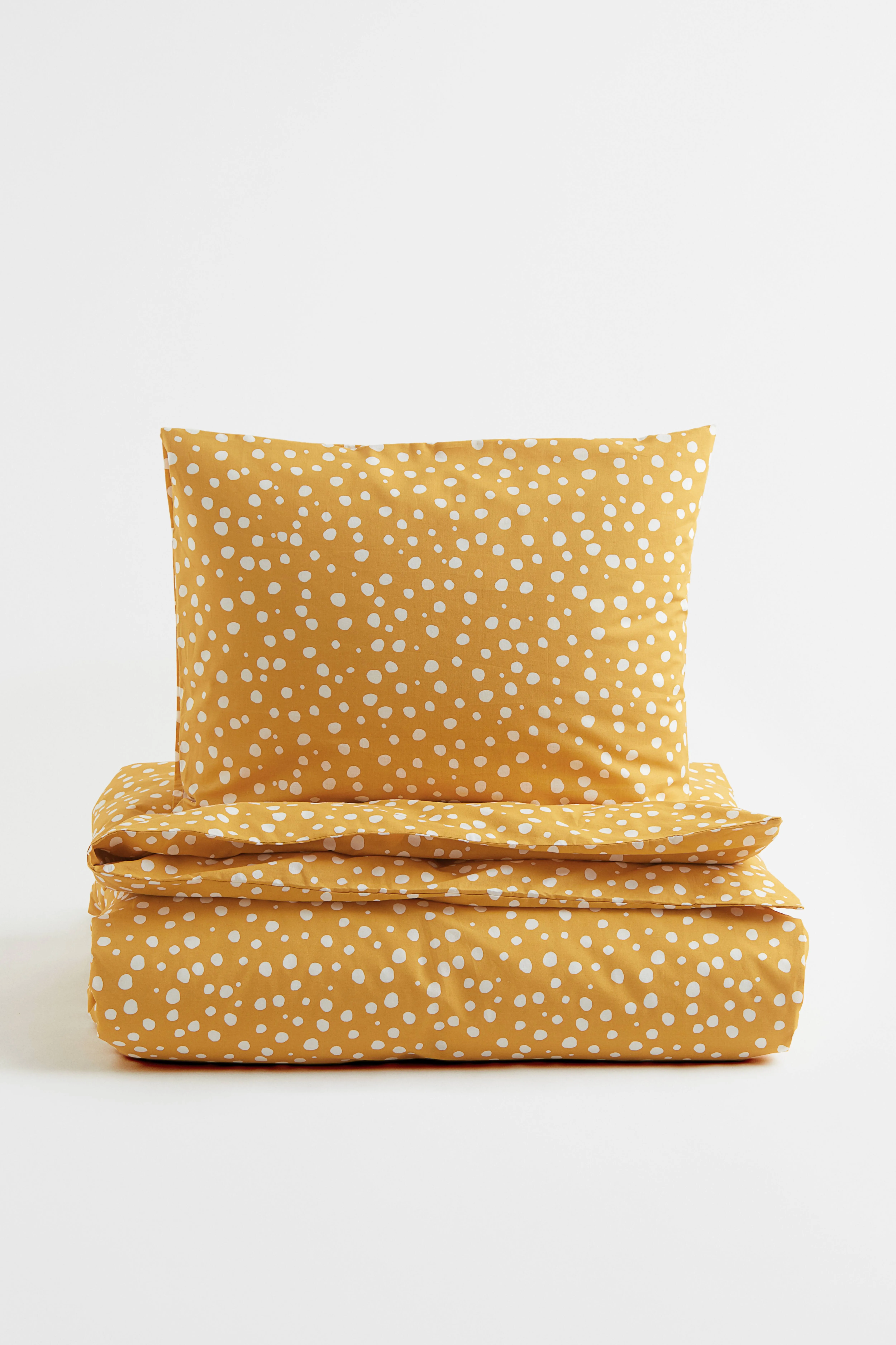 Patterned single duvet cover set - Yellow/Spotted - Home All | H&M GB