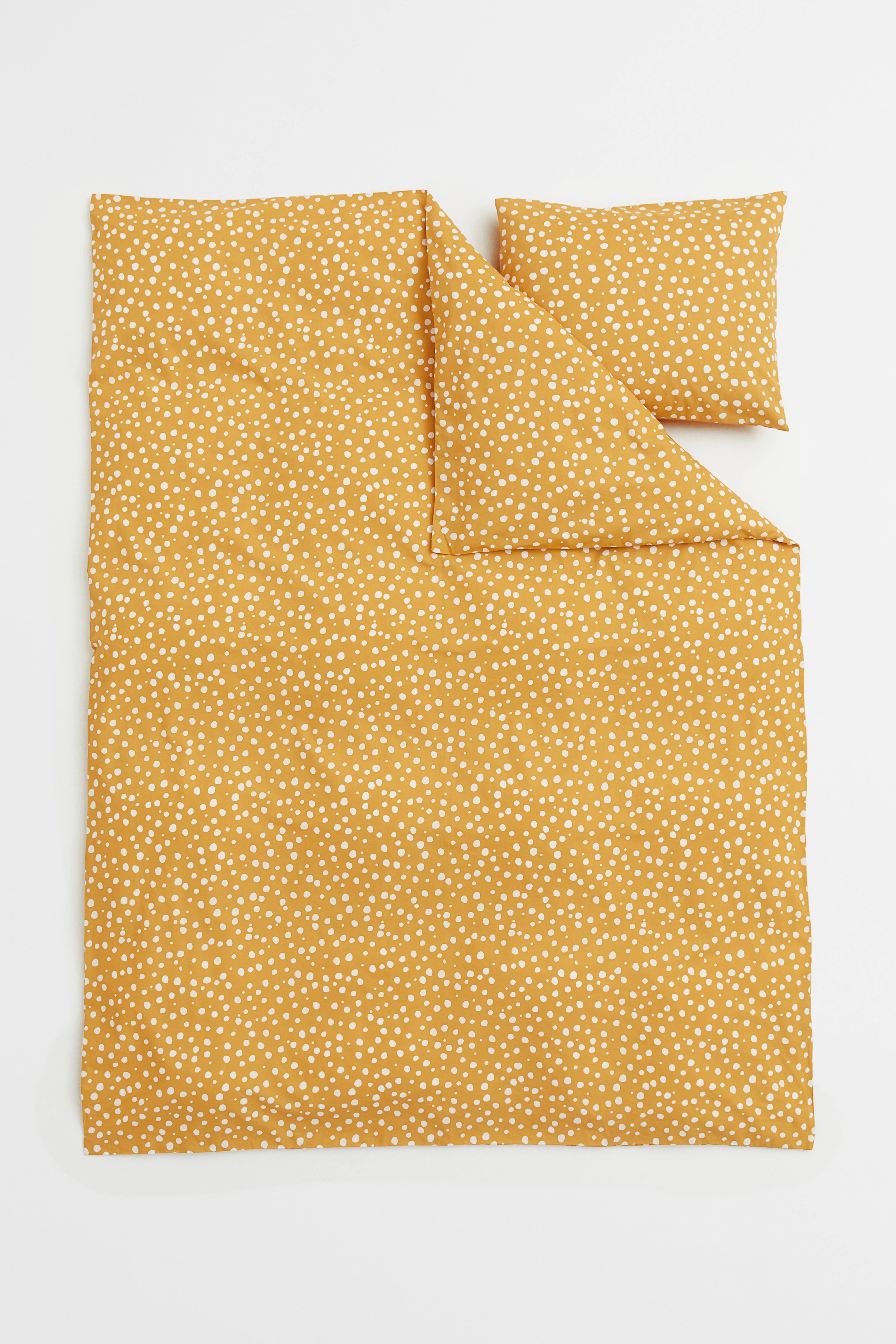 Patterned single duvet cover set - Yellow/Spotted - Home All | H&M GB