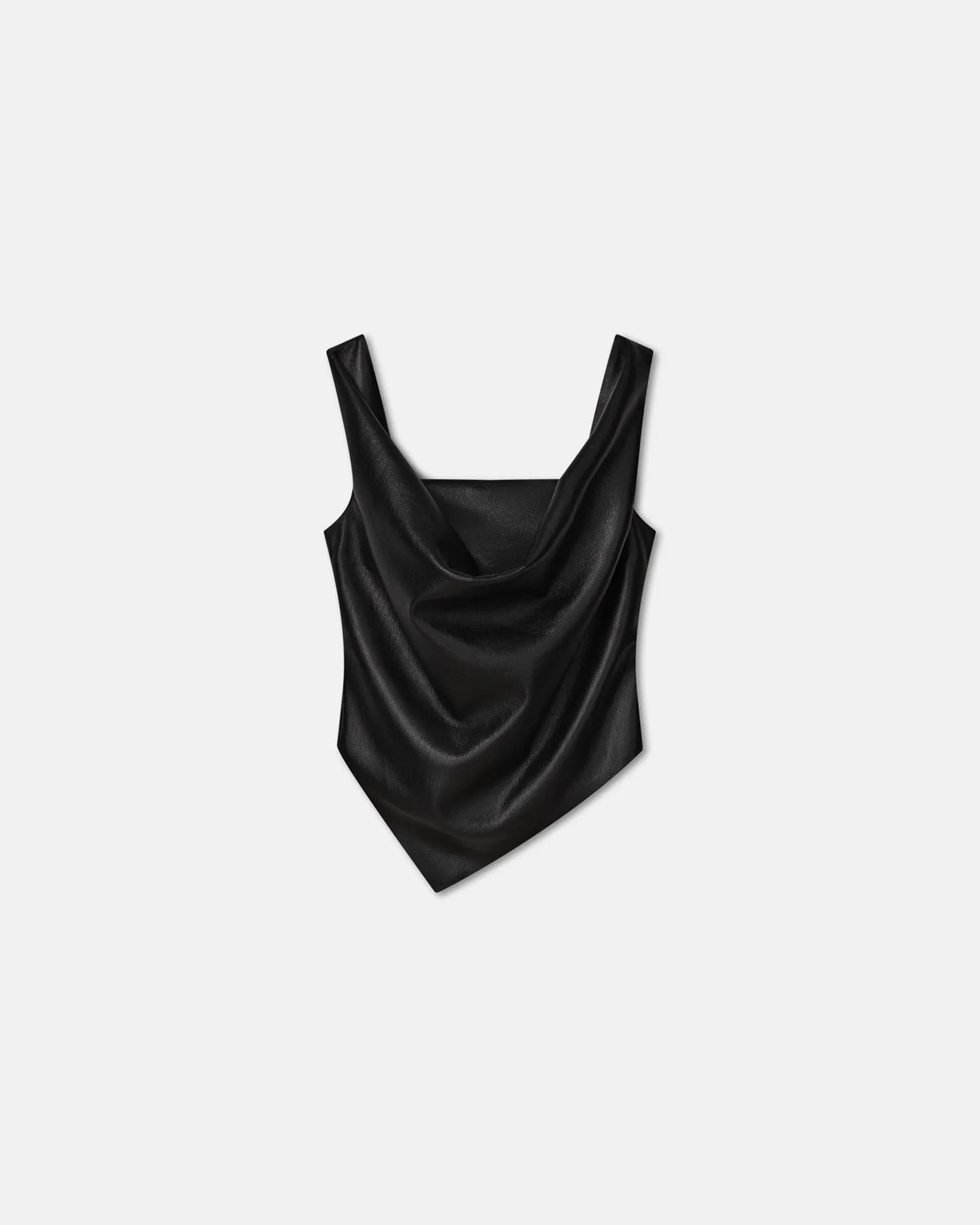 Petra - Sleeveless Draped Okobor Top - Black