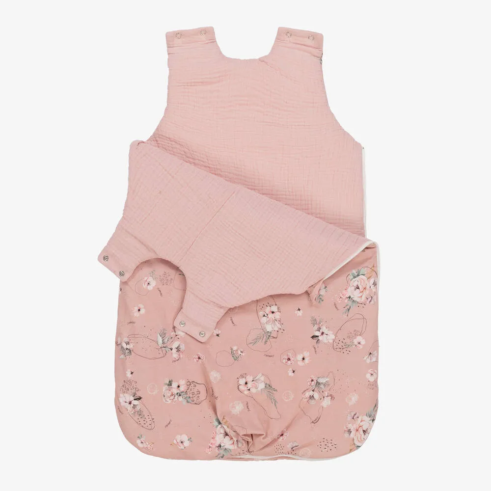 Pink Cotton Floral Baby Sleeping Bag (67cm)