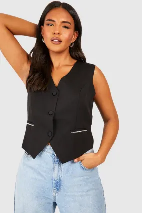 Plus Tailored Rhinestone Vest