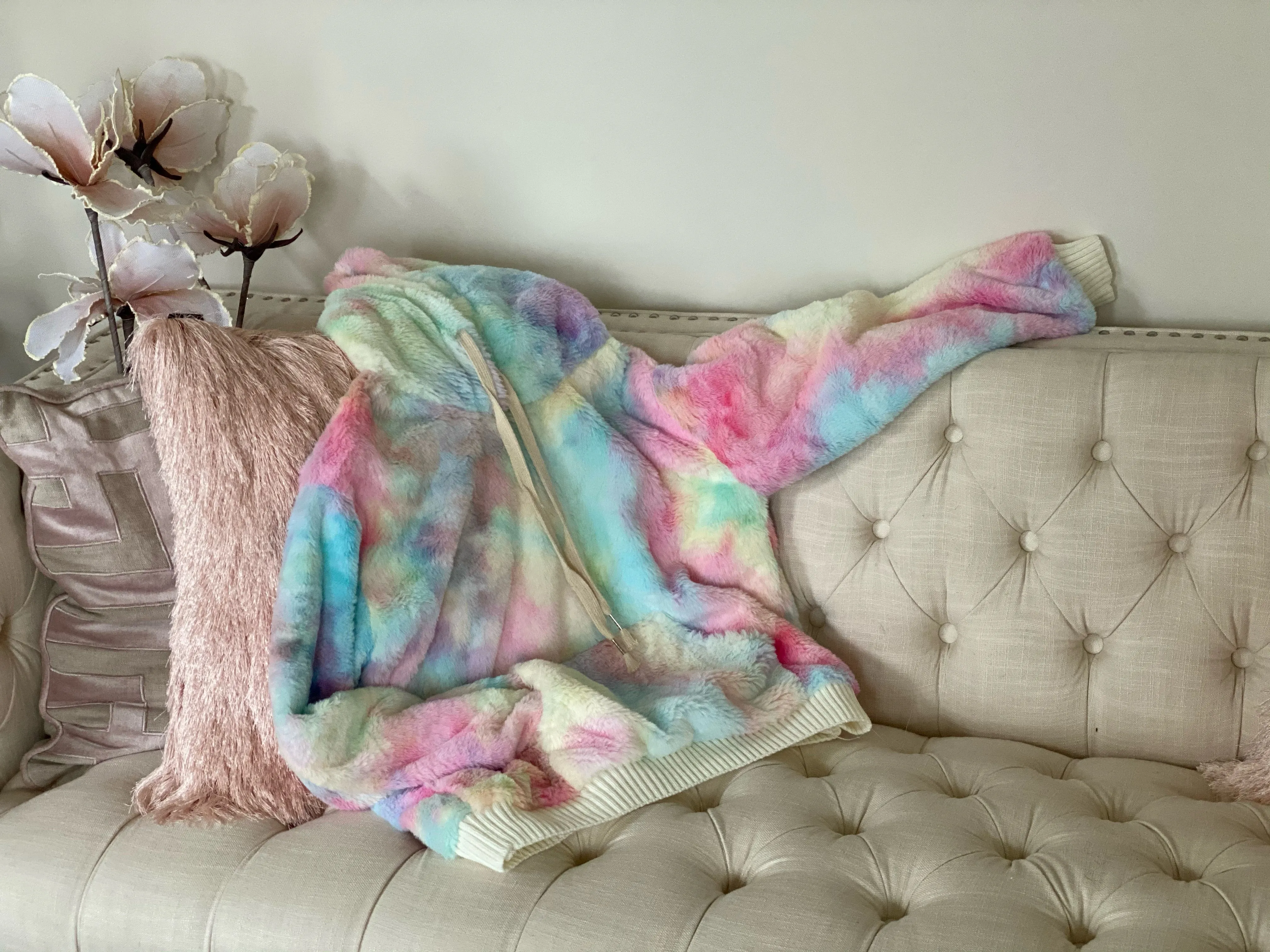 Plush Hoodie | Rainbow Sherbet