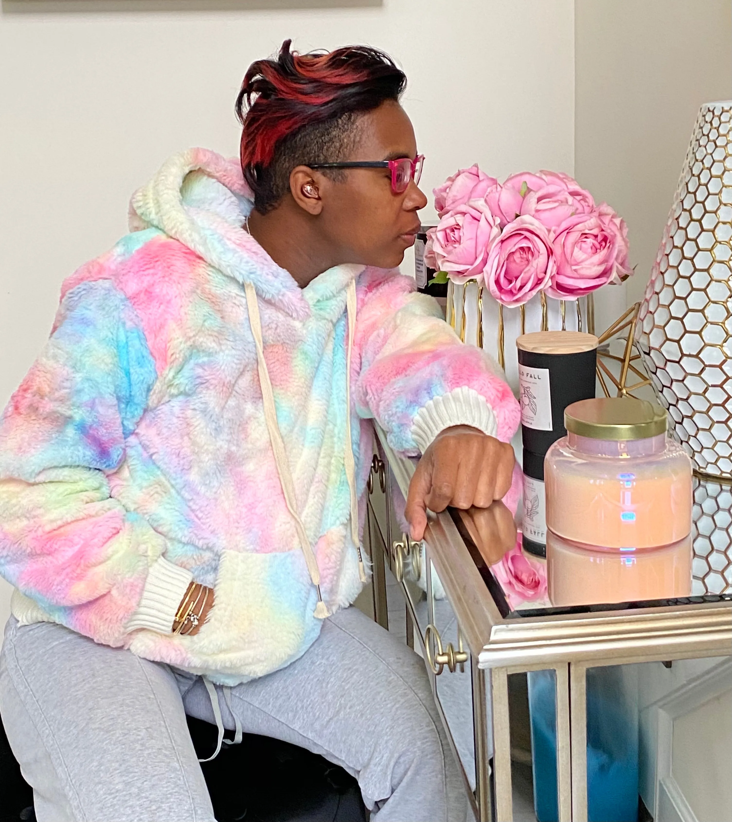 Plush Hoodie | Rainbow Sherbet