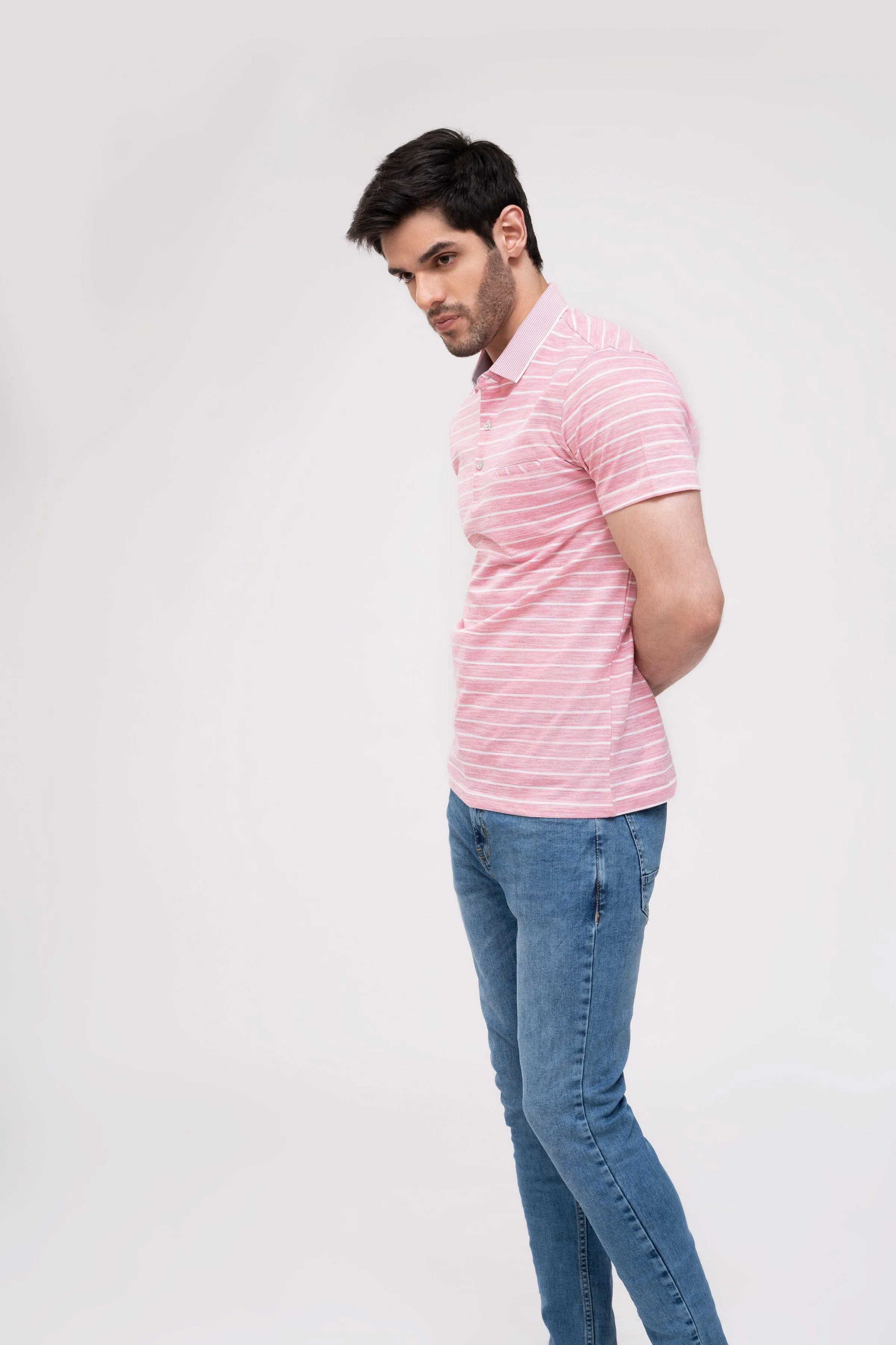 POLO SHIRT PINK WHITE